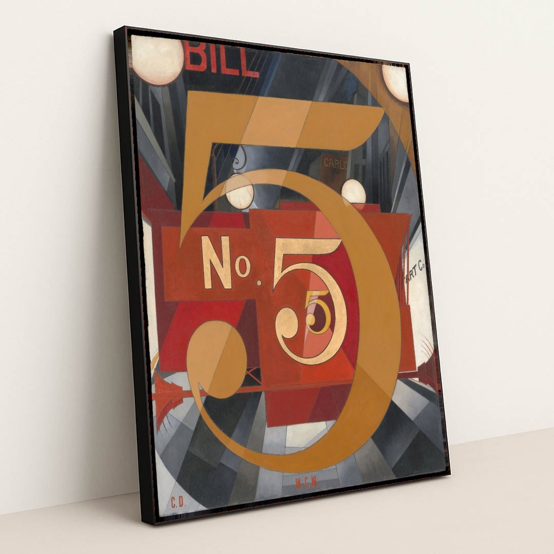 I Saw the Figure 5 in Gold (1928) by Charles Demuth - Black Frame Stretchiez