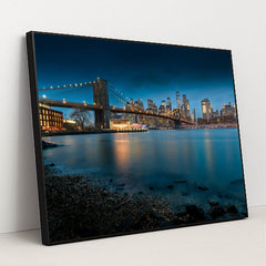Iconic Brooklyn Bridge by Fabien Bellanger - Black Frame Stretchiez