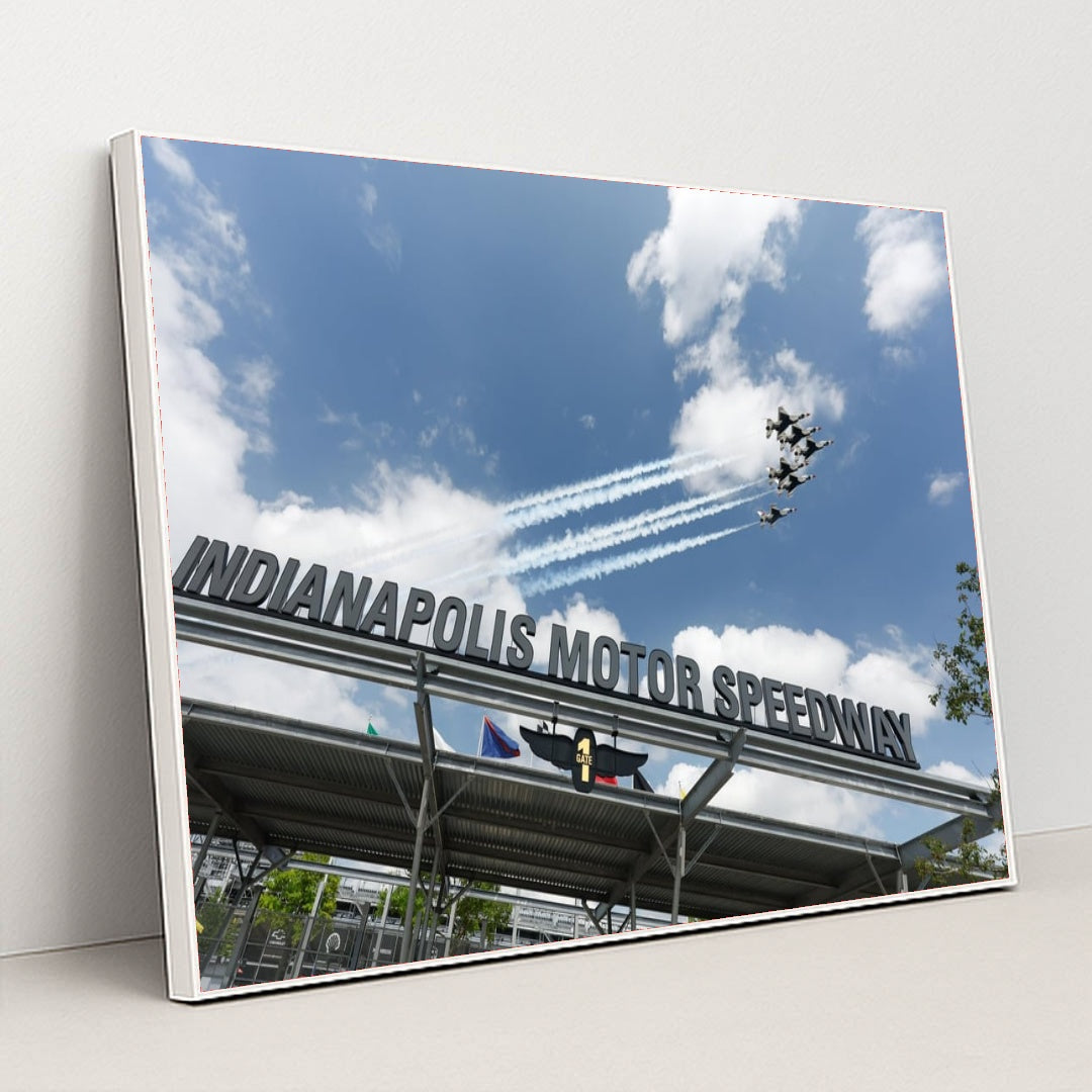 IMS — Indianapolis 500 US Air Force Flyover by Joe Skibinski - White Frame Stretchiez