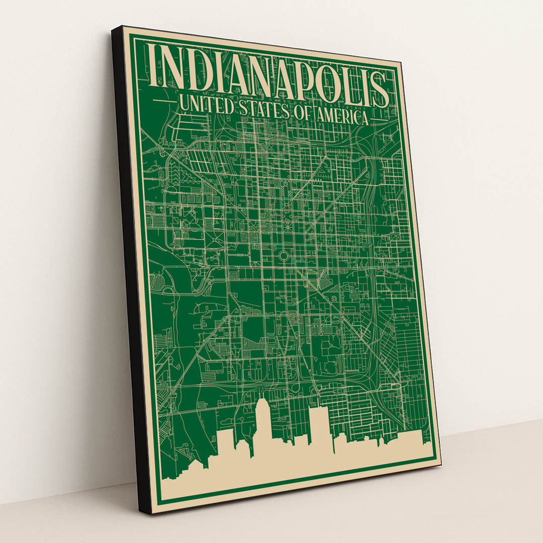 Blueprint of Indianapolis by Anonymous - Black Frame Stretchiez