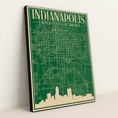 Blueprint of Indianapolis by Anonymous - Black Frame Stretchiez