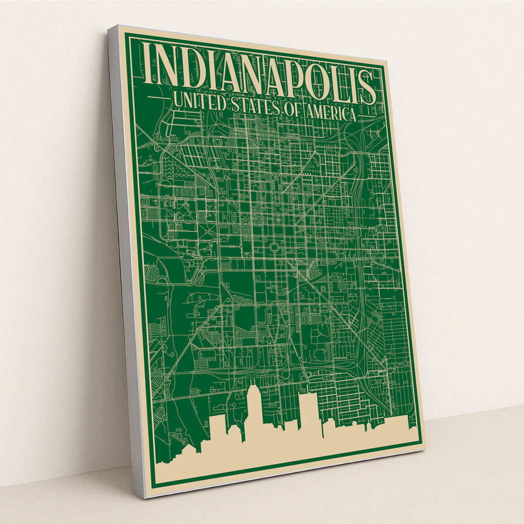 Blueprint of Indianapolis by Anonymous - Silver Frame Stretchiez