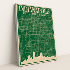 Blueprint of Indianapolis by Anonymous - Silver Frame Stretchiez