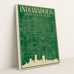 Blueprint of Indianapolis by Anonymous - White Frame Stretchiez