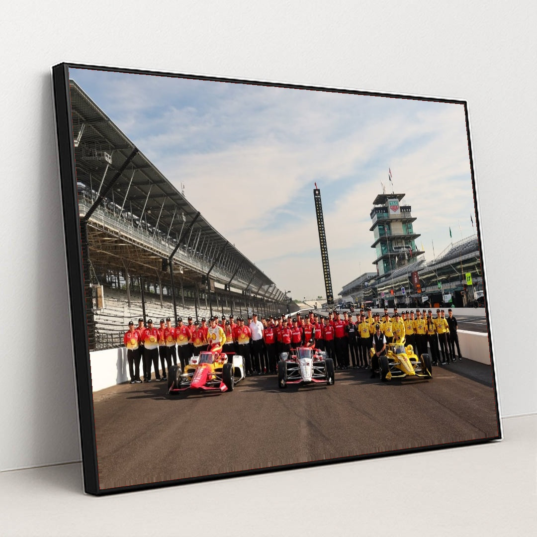 INDY 500 Team Lineup at Indianapolis Motor Speedway by Chris Owens - Black Frame Stretchiez