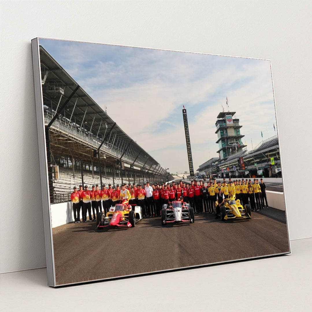 INDY 500 Team Lineup at Indianapolis Motor Speedway by Chris Owens - Silver Frame Stretchiez