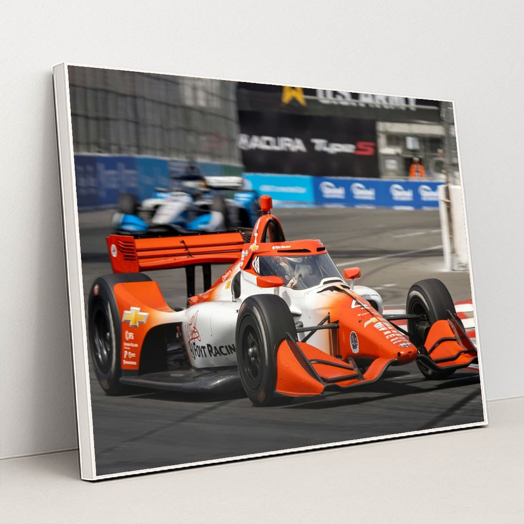 IndyCar Street Circuit Attack by Charles Causse - White Frame Stretchiez