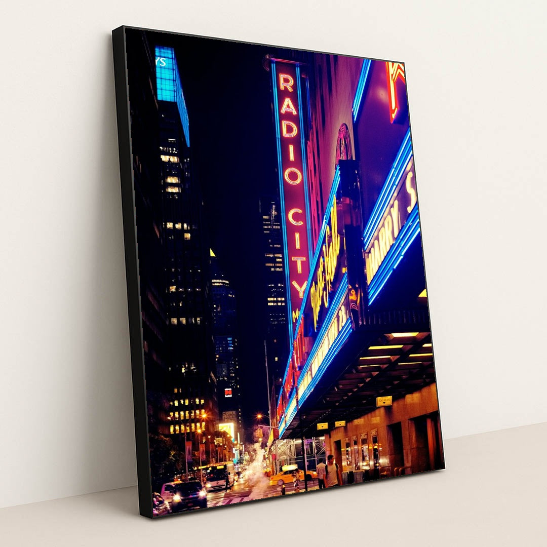 Inlighted Radio City signage by Luca Bravo - Black Frame Stretchiez