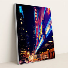 Inlighted Radio City signage by Luca Bravo - Silver Frame Stretchiez