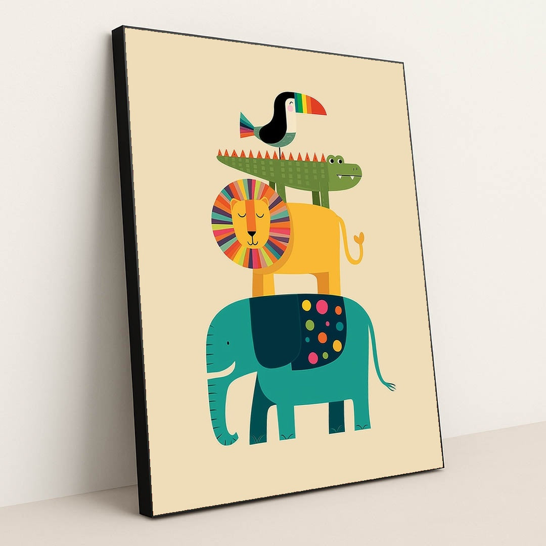 Jungle Totem Tower by Melissa King - Black Frame Stretchiez