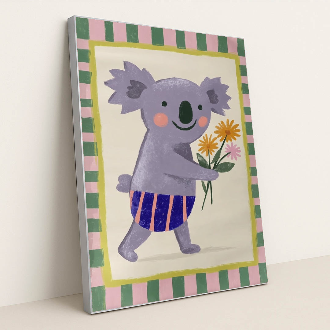 Koala's Floral Delivery by Melissa King - Silver Frame Stretchiez
