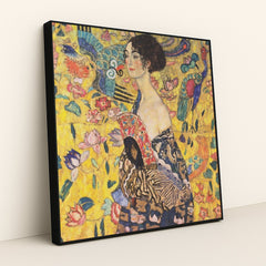 Lady with a Fan by Gustav Klimt - Black Frame Stretchiez