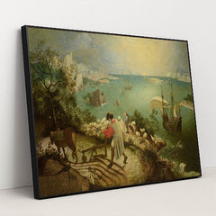 Landscape with the Fall of Icarus by Pieter Bruegel the Elder - Black Frame Stretchiez