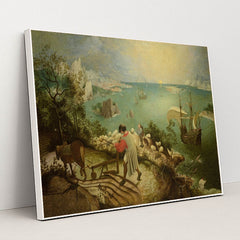 Landscape with the Fall of Icarus by Pieter Bruegel the Elder - White Frame Stretchiez