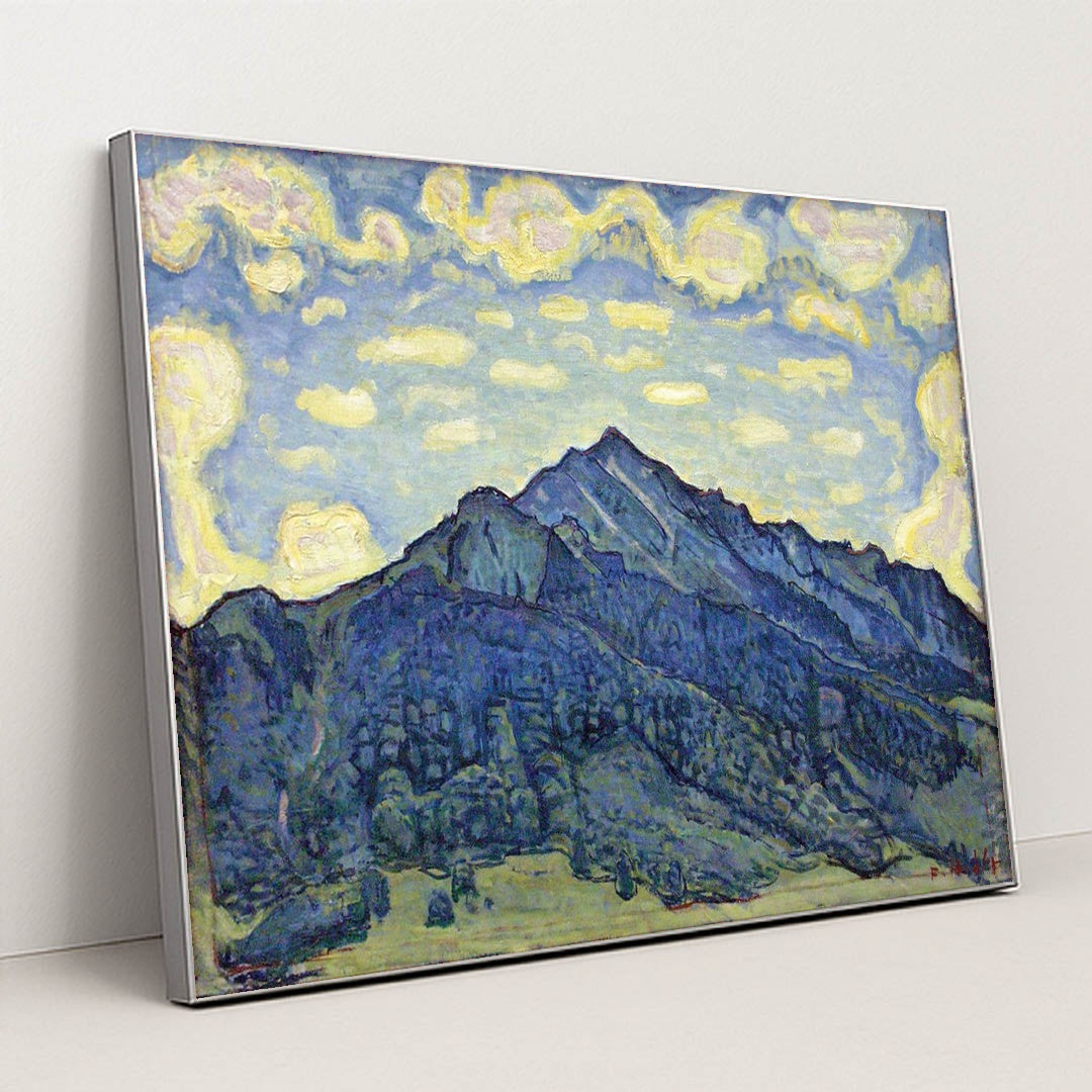 Landschaft in den Schweizer Alpen by Ferdinand Hodler - Silver Frame Stretchiez