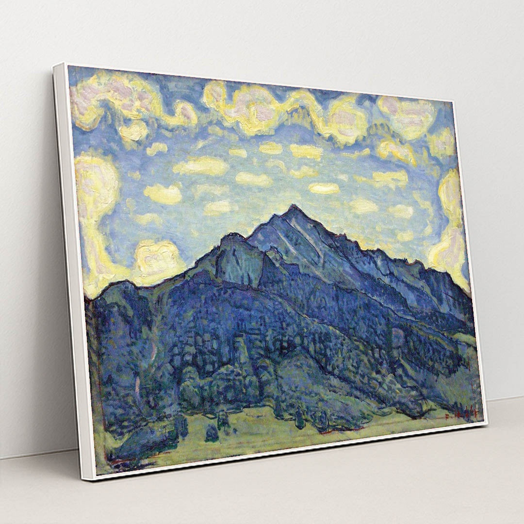 Landschaft in den Schweizer Alpen by Ferdinand Hodler - White Frame Stretchiez