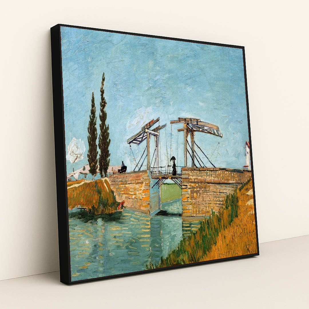Langlois Bridge at Arles (1888) by Vincent van Gogh - Black Frame Stretchiez