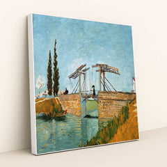 Langlois Bridge at Arles (1888) by Vincent van Gogh - White Frame Stretchiez