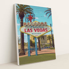 Welcome to Fabulous Las Vegas Sign by Dimitri Baret - White Frame Stretchiez