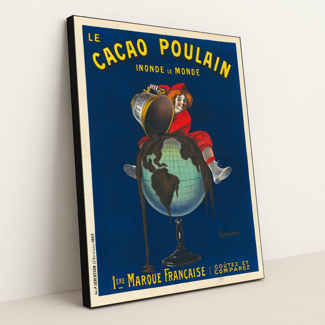 Le Cacao Poulain (1911) by Leonetto Cappiello - Black Frame Stretchiez