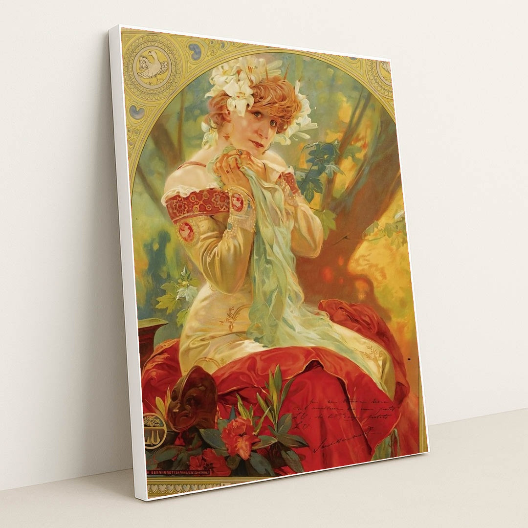 Lefevre-Utile Sarah Bernhardt (1903) by Alphonse Mucha - White Frame Stretchiez
