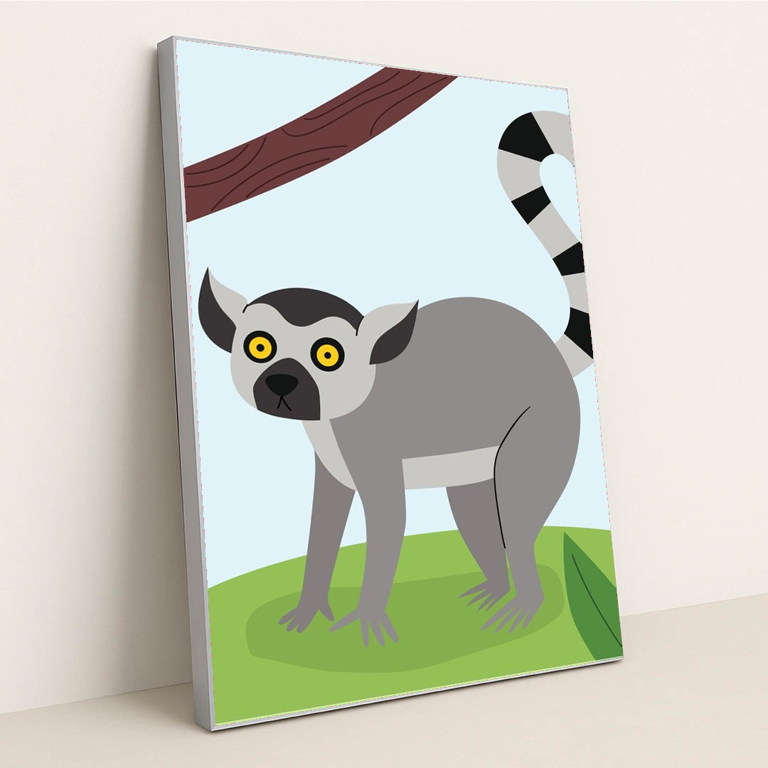 Lemur in Nature by Zulfahmi Al Ridhawi - Silver Frame Stretchiez