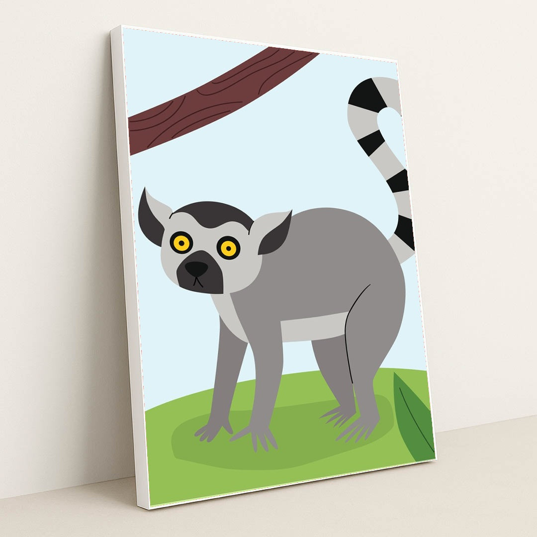 Lemur in Nature by Zulfahmi Al Ridhawi - White Frame Stretchiez