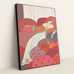Les Coussins (1912) by Georges Lepape - Black Frame Stretchiez