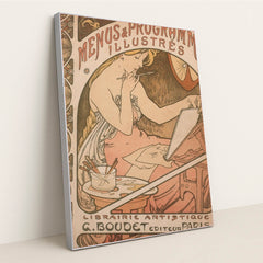 Les Menus and Programmes Illustres by Alphonse Mucha - Silver Frame Stretchiez
