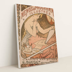 Les Menus and Programmes Illustres by Alphonse Mucha - White Frame Stretchiez