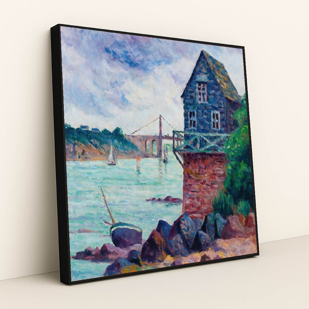 Lézardrieux, Le Pont Suspendu by Maximilien Luce - Black Frame Stretchiez