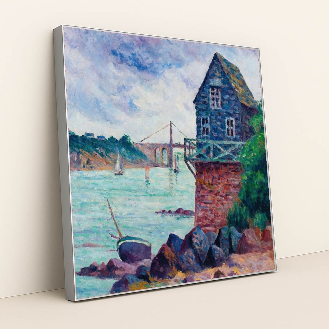 Lézardrieux, Le Pont Suspendu by Maximilien Luce - Silver Frame Stretchiez