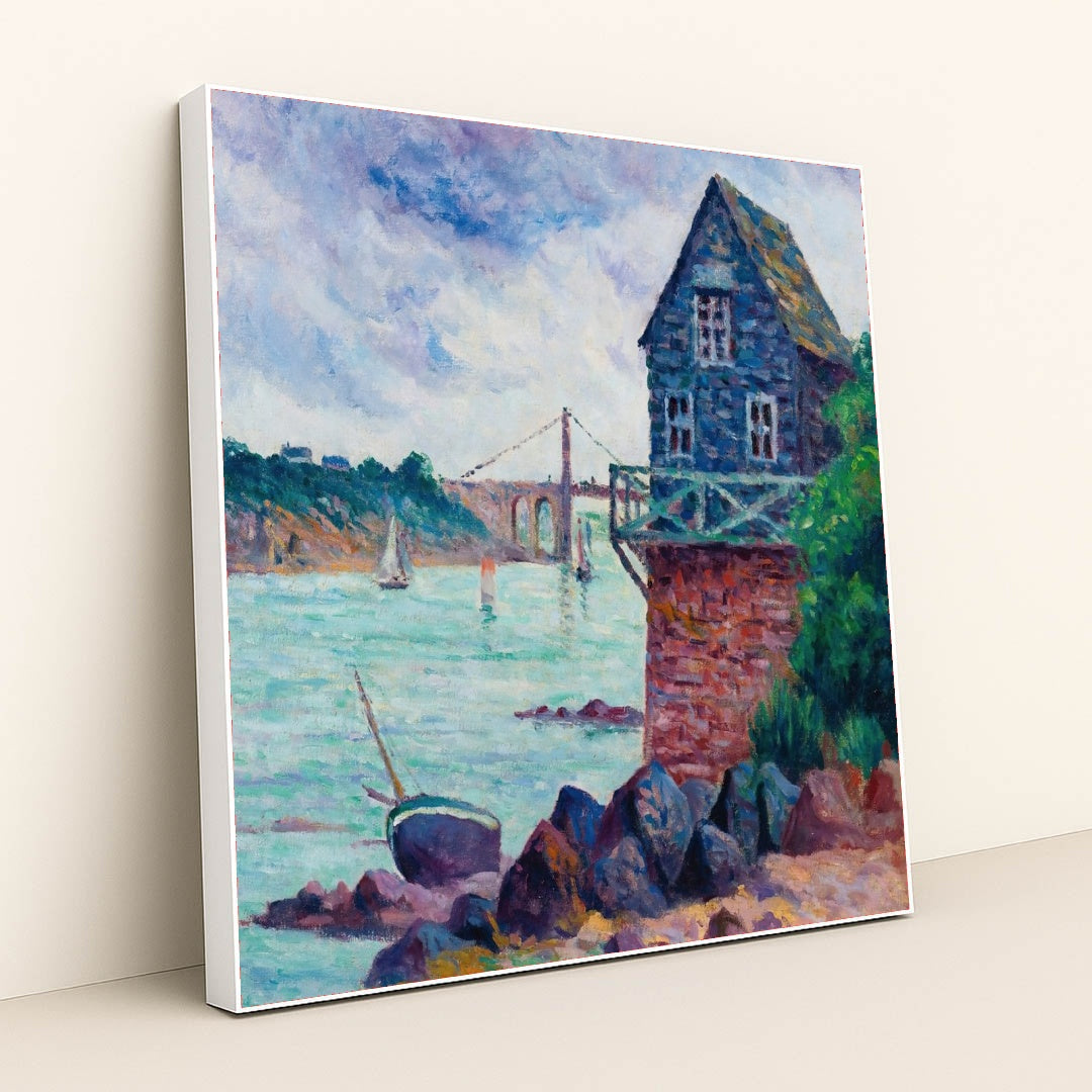 Lézardrieux, Le Pont Suspendu by Maximilien Luce - White Frame Stretchiez