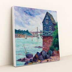 Lézardrieux, Le Pont Suspendu by Maximilien Luce - White Frame Stretchiez