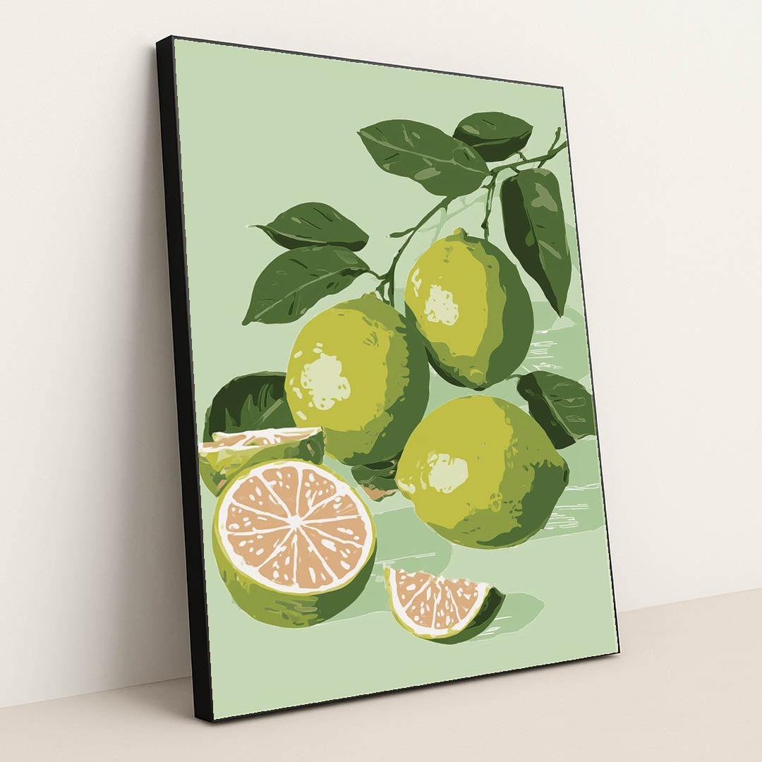 Limes on the Vine by Melissa King - Black Frame Stretchiez