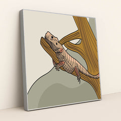 Lizard on a Tree Branch by Vladimira Slyusarenko - Silver Frame Stretchiez