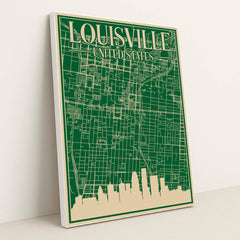 Louisville Downtown Urban Blueprint Map by Anonymous - White Frame Stretchiez