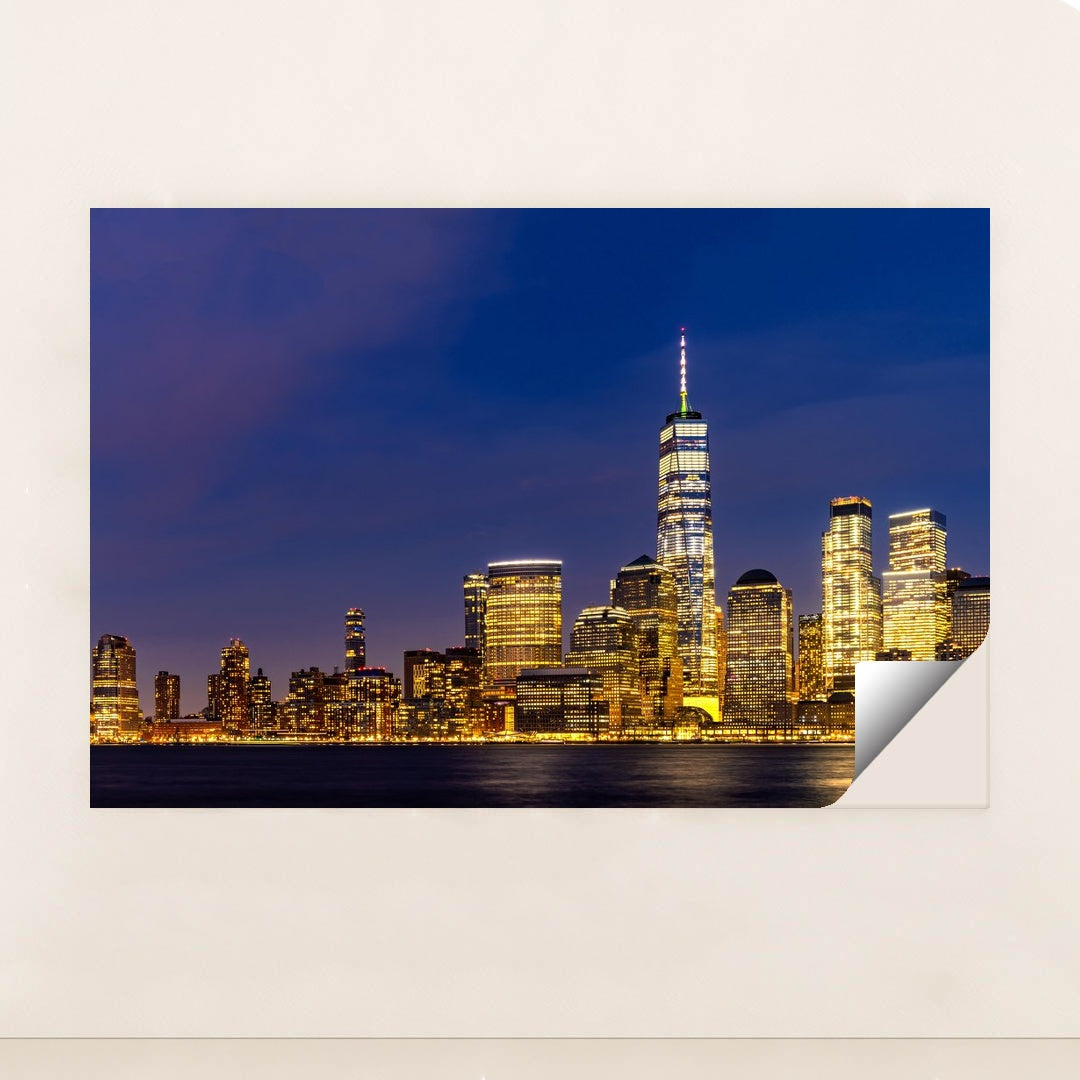 Stunning Lower Manhattan Skyline at Dusk from New Jersey by Anonymous - Peeliez