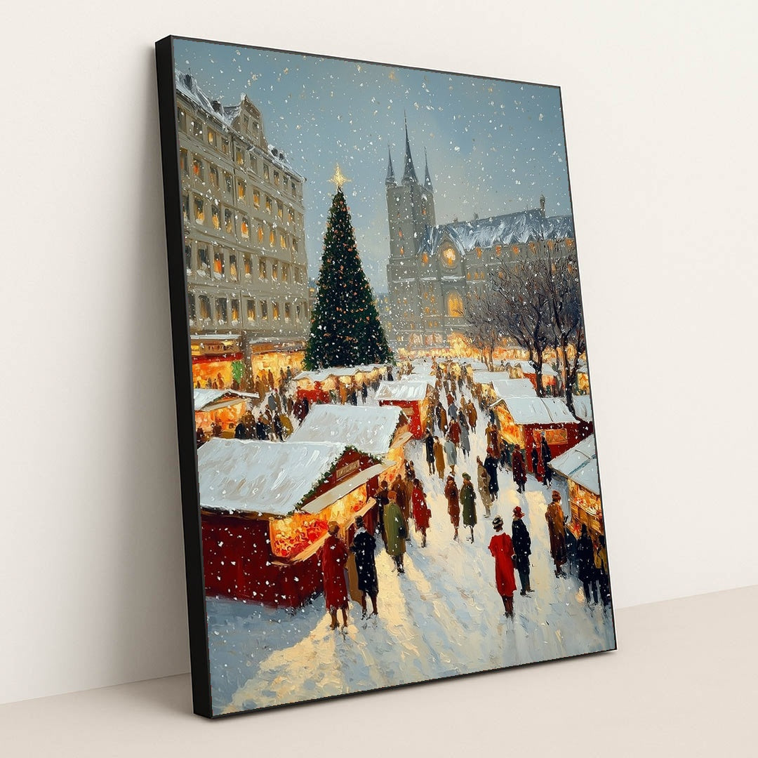 Market Day Flurry by James Green - Black Frame Stretchiez