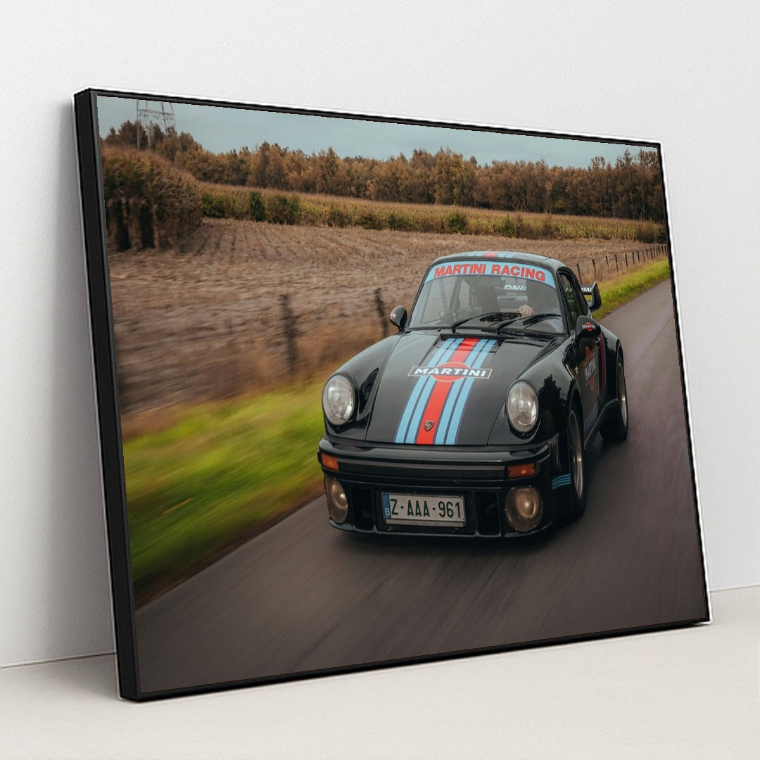 Martini Racing Porsche on Country Roads by Zieben VH - Black Frame Stretchiez