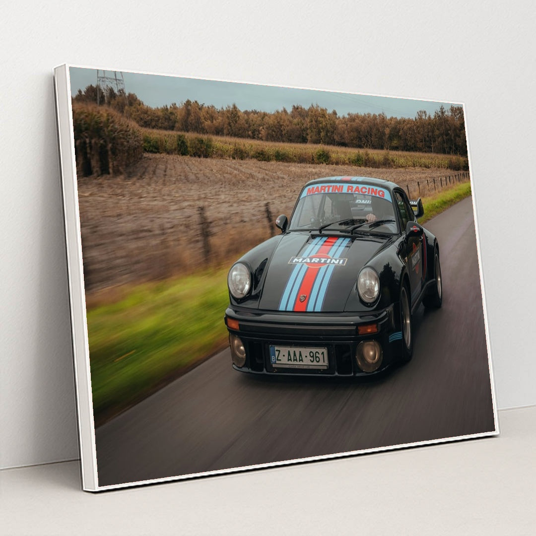 Martini Racing Porsche on Country Roads by Zieben VH - White Frame Stretchiez