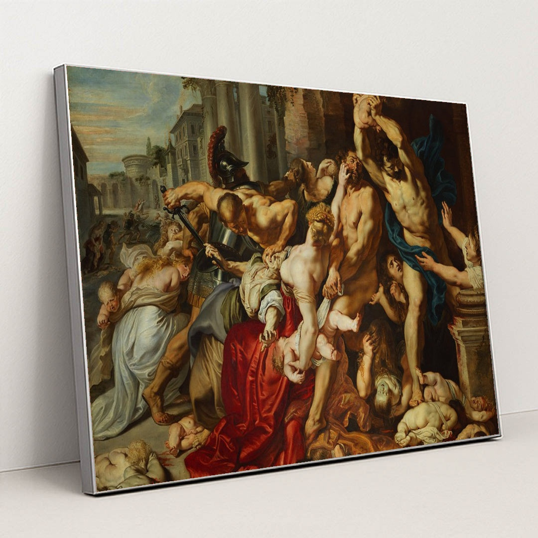 Massacre of the Innocents by Peter Paul Rubens - Silver Frame Stretchiez