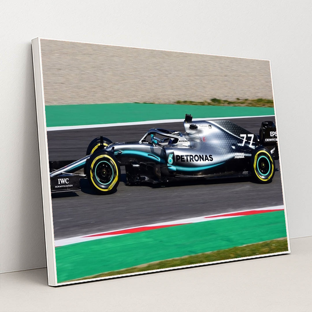 Mercedes W10 in Full Flight by Artes Max - White Frame Stretchiez
