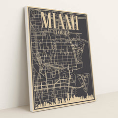 Blueprint of Miami's Urban Engineering Landscape by Anonymous - White Frame Stretchiez