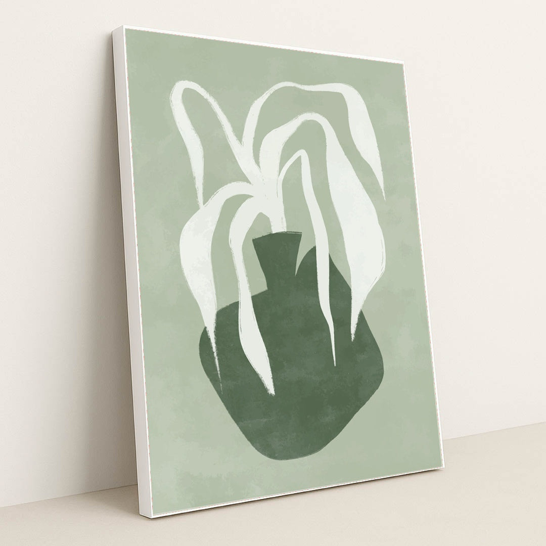 Bohemian Asymmetry: Contemporary Still Life Plant Artwork by Anonymous - White Frame Stretchiez