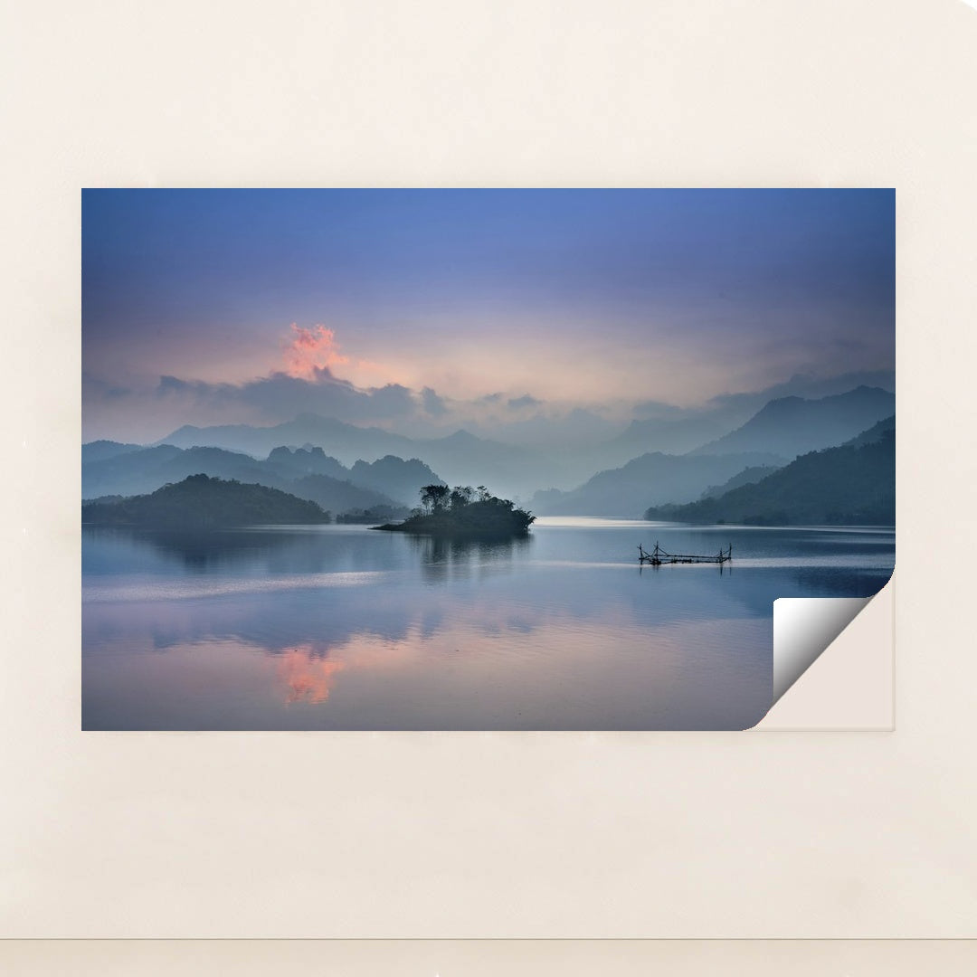 Misty Sunrise Over Tranquil Lake by Quang Nguyen Vinh - Peeliez