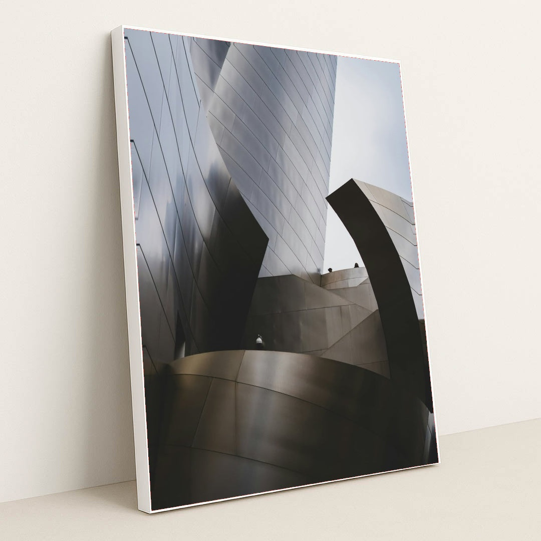 Modern Metallic Curves by Ryan Zazueta - White Frame Stretchiez