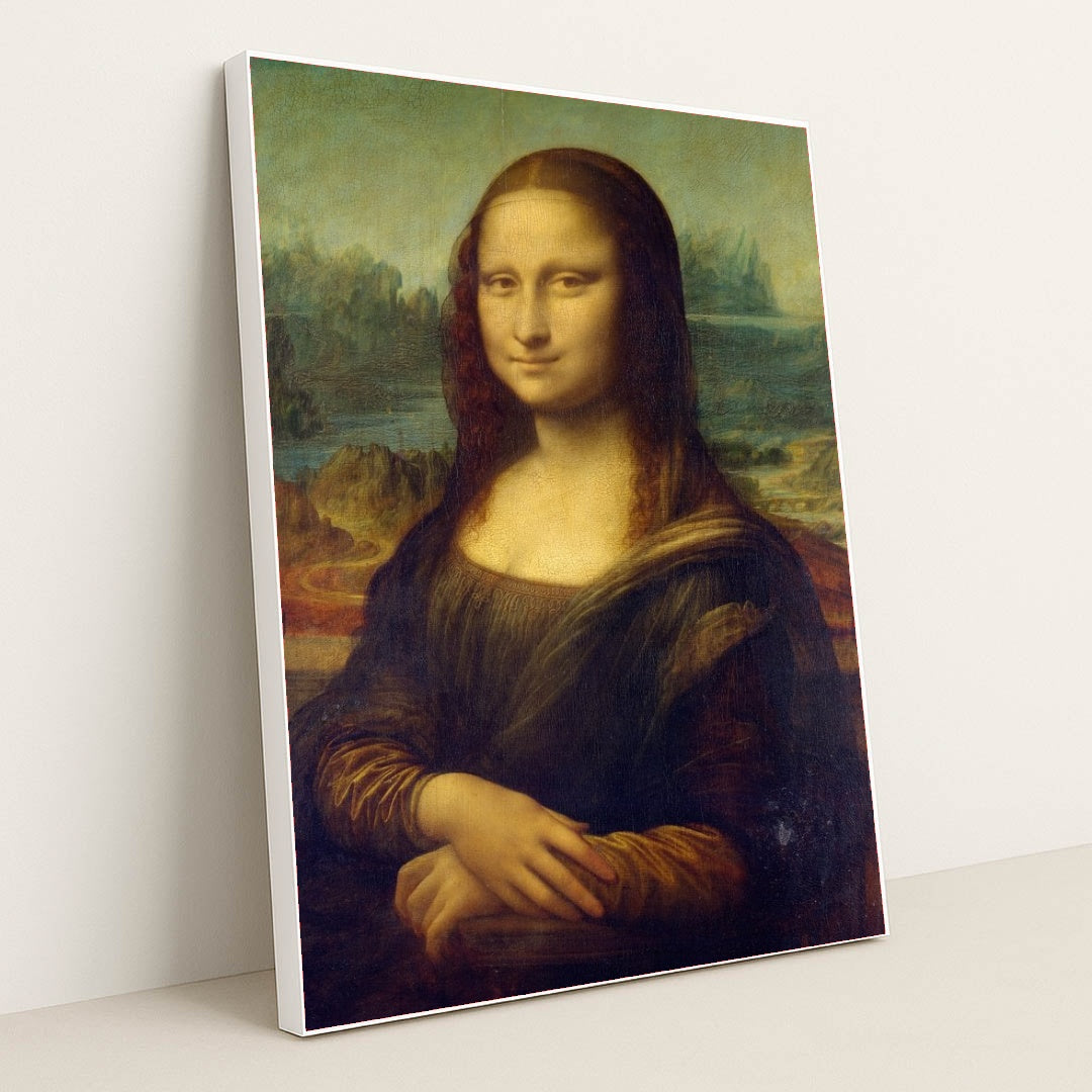 Mona Lisa (1503-1506) by Leonardo da Vinci - White Frame Stretchiez