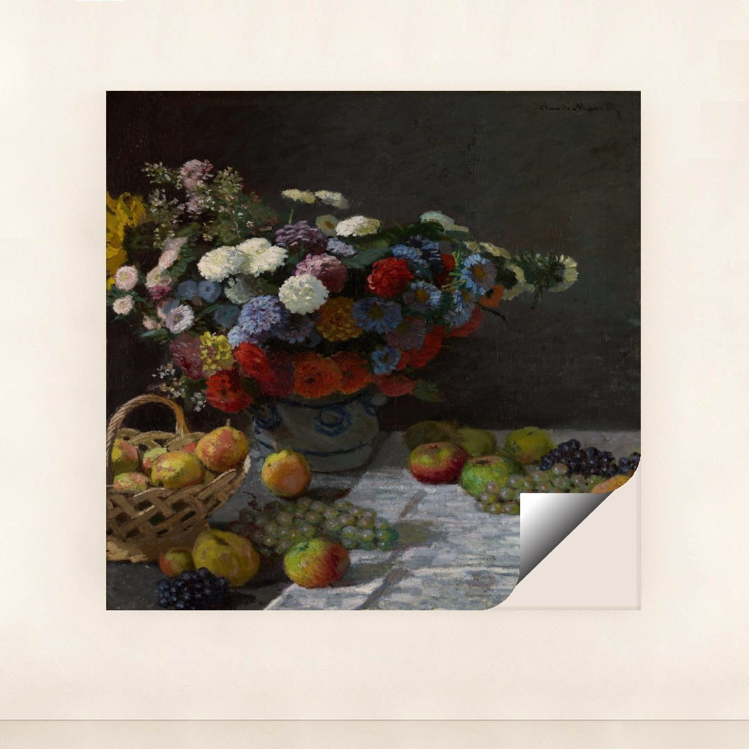 Still Life with Flowers and Fruit (1869) by Claude Monet - Peeliez