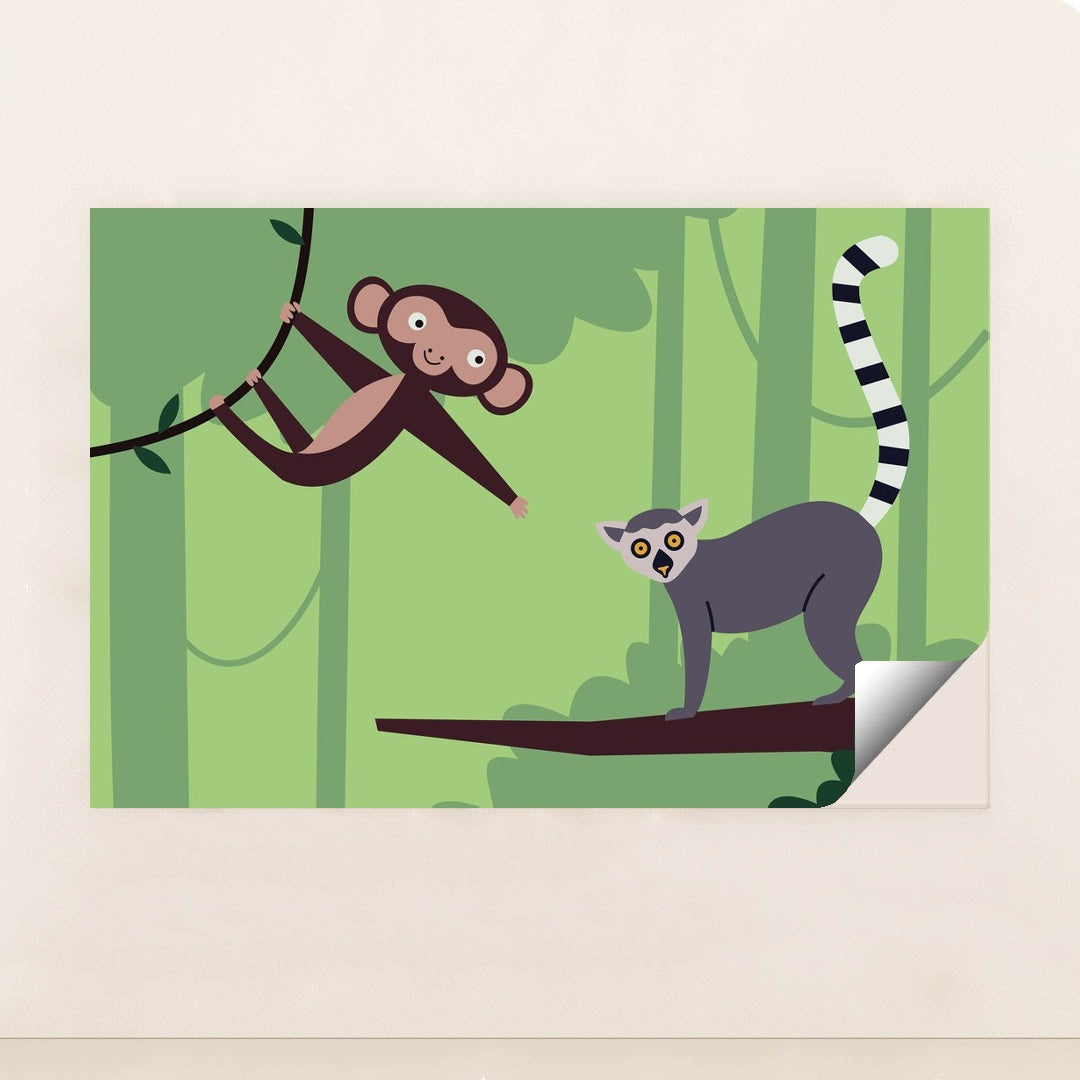 Monkey and Lemur in a Tree by Andania Humaira - Peeliez